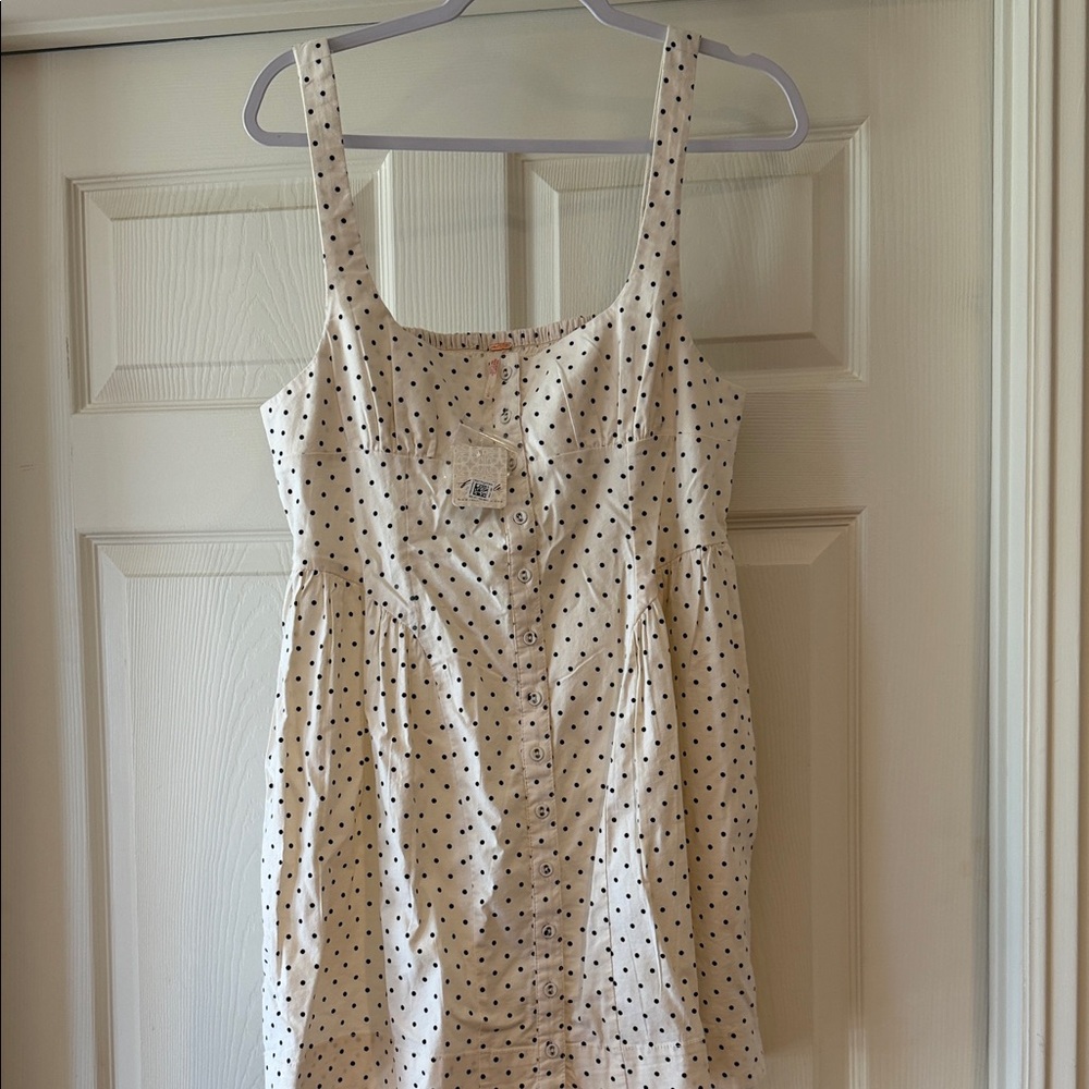 FP Free People Ivory Polka Dot Dress Sz Large.  NWT. Box33